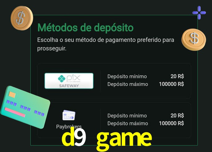 O cassino d9 game oferece uma grande variedade de métodos de pagamento